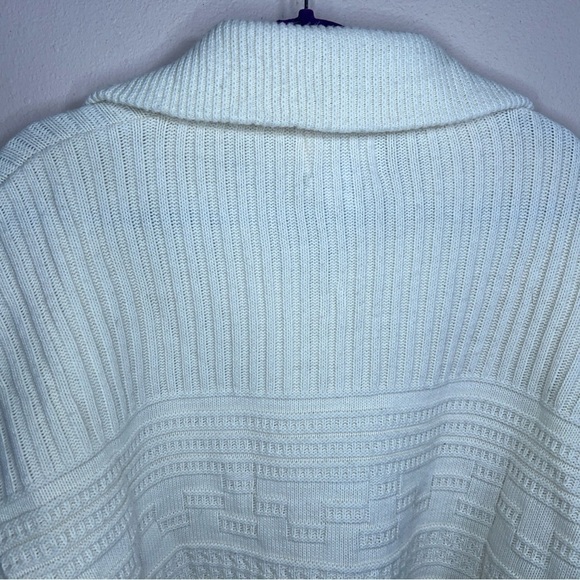 VINTAGE LONDON TOWNE LARGE IVORY WHITE CARDIGAN SWEATER RETRO ROCKABILLY - Picture 9 of 10